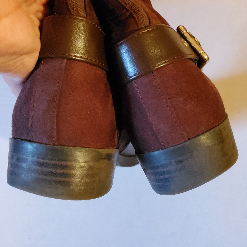 Liz Claiborne Brown and Burgundy Knee-High Heeled Boots - Picture 7 of 7